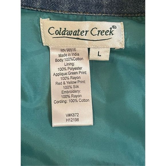 Coldwater Creek women’s embroidered Jean jacket large - Picture 6 of 6